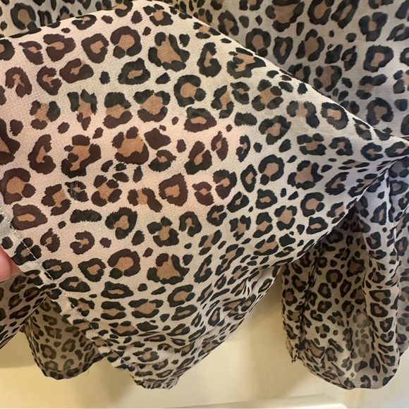A New Day Leopard Print Sheer V Neck Blouse - Picture 5 of 6
